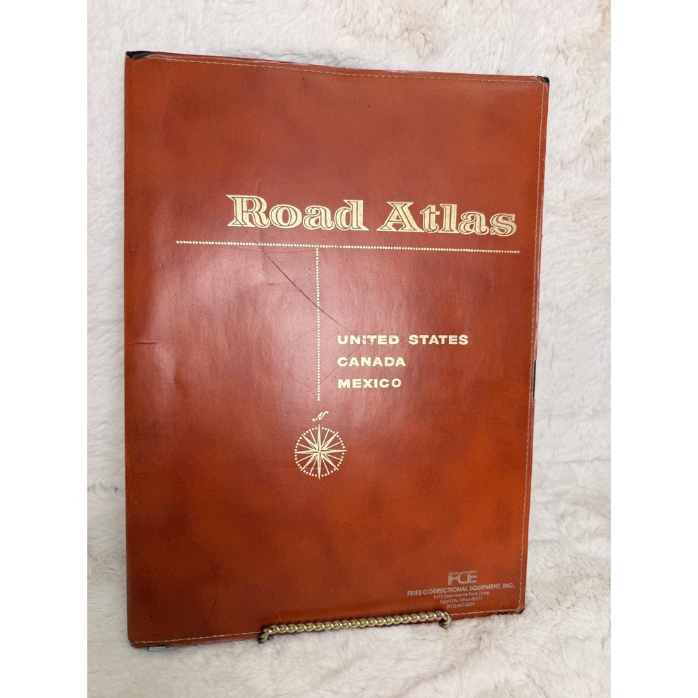 Vintage 1997 Rand McNally Road Atlas Brown Faux Leather Cover US Canada Mexico
